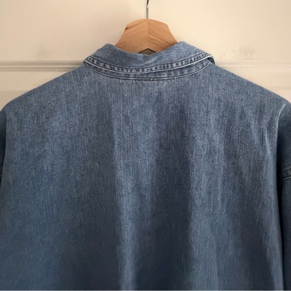 Vintage Disney Store WInnie the Pooh Embroidered Denim Shirt Floral 90s Y2K Sz L - Picture 12 of 16